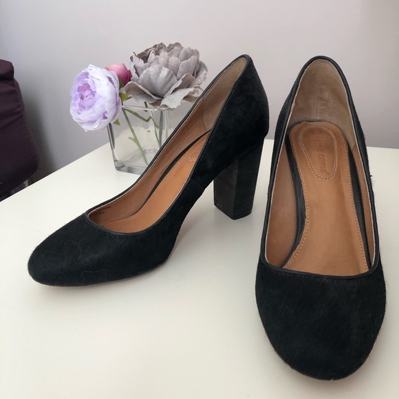 Black Calf Hair Block Heels - Picture 8 of 8